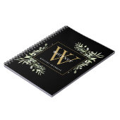 Moderne verdure Noir Or Monogramme Nom Carnet (Côté gauche)
