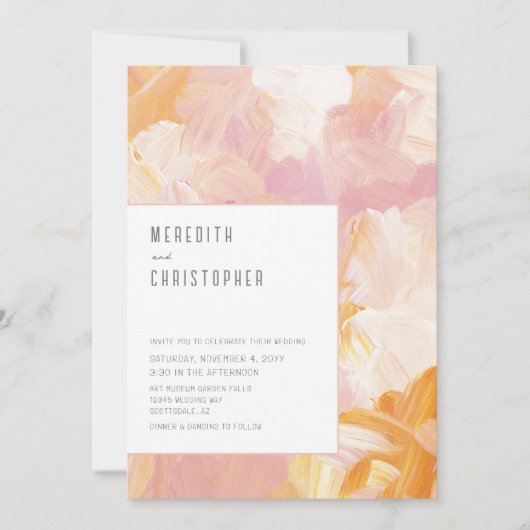 Moderne verf Abstracte bruiloft Kaart (Voorkant)