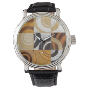 Moderne verf met cirkelpatronen horloge
