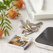 Moderne verf met cirkelpatronen sleutelhanger (Zijkant)