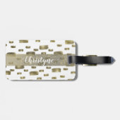 Moderne verfkwast goud koper brons glans bagagelabel (Achterkant horizontaal)