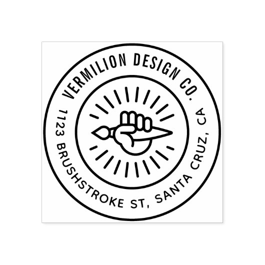 Moderne verfkwast in hand aangepast zakelijk adres rubberstempel (Afrduk)