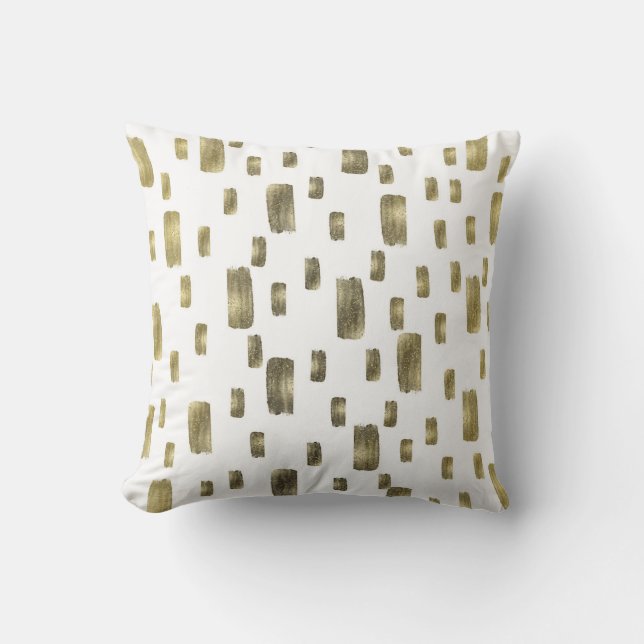 Moderne verfpenseel goudkoper Bronze Sparkle Kussen (Voorkant)