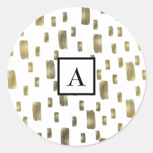 Moderne verfpenseel goudkoper Bronze Sparkle Ronde Sticker