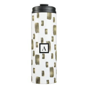 Moderne verfpenseel goudkoper Bronze Sparkle Thermosbeker