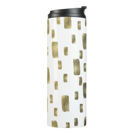 Moderne verfpenseel goudkoper Bronze Sparkle Thermosbeker (Gedraaid links)