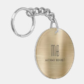 Moderne Vergulde Monogram Sleutelhanger (Voorkant Links)