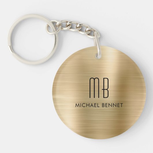 Moderne Vergulde Monogram Sleutelhanger (Voorkant)