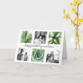 Moderne verjaardag 6 fotocollage  kaart (Gele Bloem)