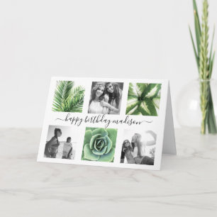 Moderne verjaardag 6 fotocollage  kaart