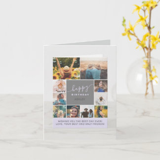 Moderne Verjaardag paarse kaart 8 Foto's College C