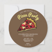 Moderne Verjaardag Ronde Pizza Party Uitnodiging (Achterkant)