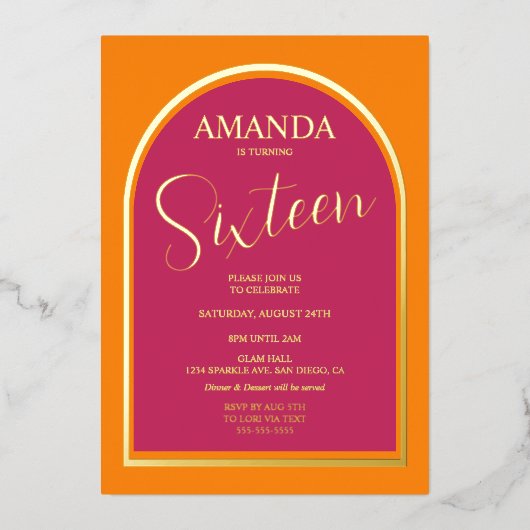 Moderne verjaardag voor elke leeftijdsuitnodiging folie uitnodiging (Voorkant)