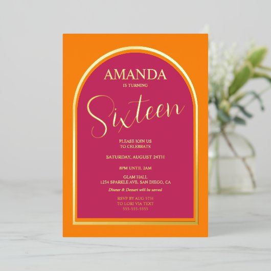 Moderne verjaardag voor elke leeftijdsuitnodiging folie uitnodiging (Staand Voorkant)