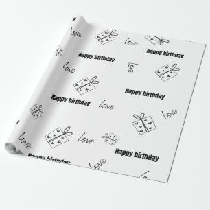 Moderne verjaardag zwart en wit cadeaupapier