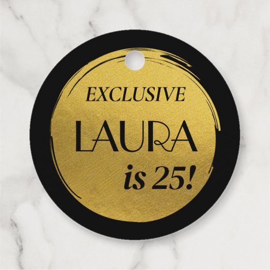 Moderne verjaardag zwart goud bedankjes labels (Achterkant)