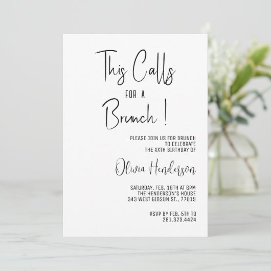 Moderne verjaardagsbrunch Eenvoudige minimale brun Kaart (Staand voorkant)