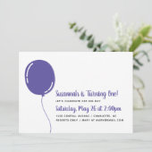 Moderne verjaardagsfeest met enkele paarse ballon kaart (Staand voorkant)