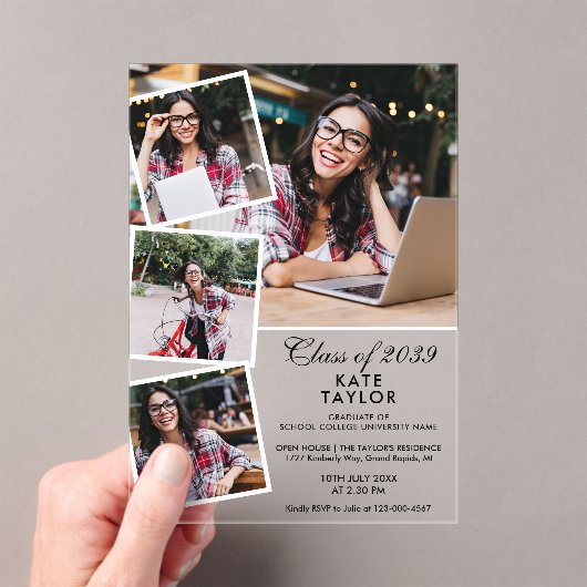 Moderne verjaardagsfeest uitnodiging voor eindexam acryl uitnodigingen (Insitu (Draagbaar))