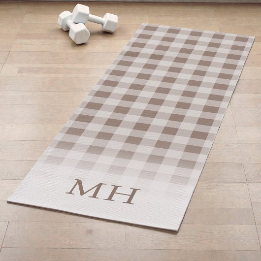 Moderne Verlopende Bruine Gingham Minimalistische  Yogamat
