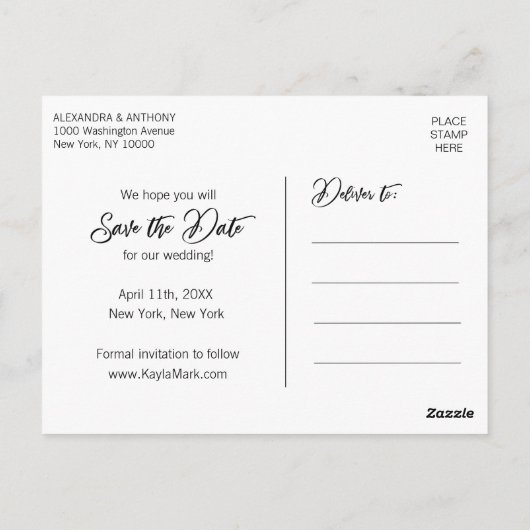 Moderne Verloving BESPAAR DE DATUM | FOTO Briefkaart (Achterkant)