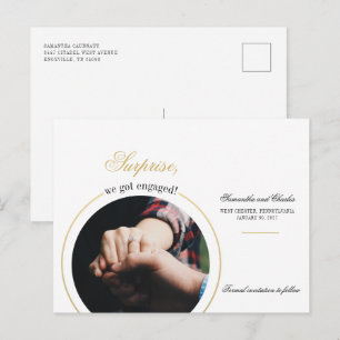 Moderne Verlovingsfeest Foto Bevestiging Uitnodiging Briefkaart