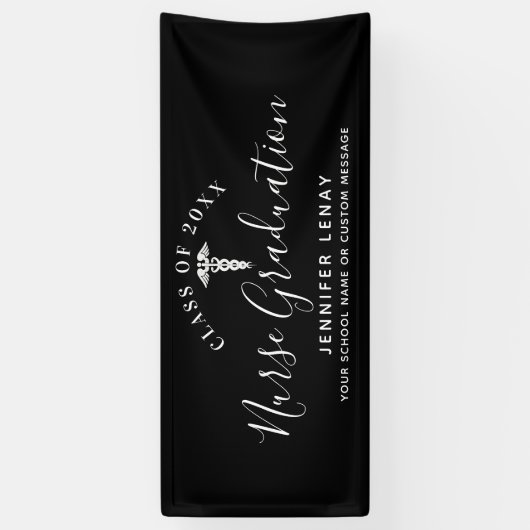 Moderne verpleegkundige Afstuderen zwart-wit Spandoek (Verticaal)