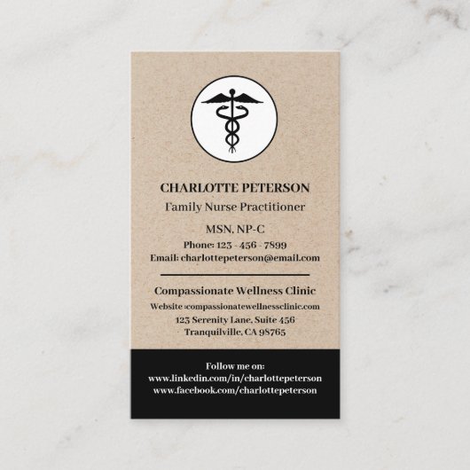 Moderne verpleegkundige Practitioner Visitekaartje (Voorkant)