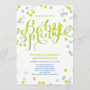 Moderne Vert Bleu Blanc Bébé Saupoudrer Invitation