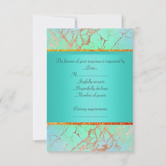 MODERNE VERT TURQUOISE Marbre or rsvp (Dos)