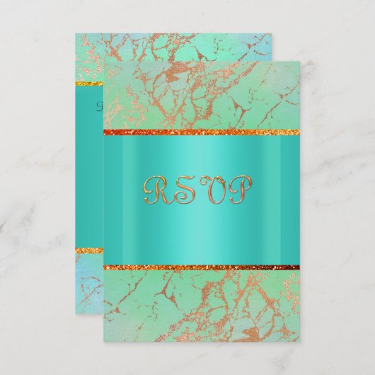 MODERNE VERT TURQUOISE Marbre or rsvp (Devant / Derrière)