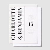 Moderne Verticale Bold Black Wedding Vellum Uitnodigingen (Offset)