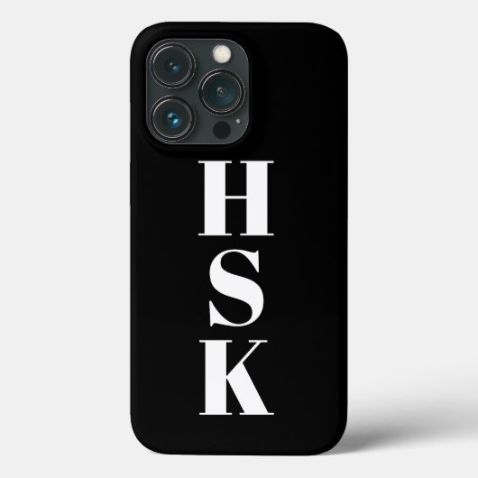 Moderne verticale initialen zwart wit Case-Mate iPhone case (Achterkant)