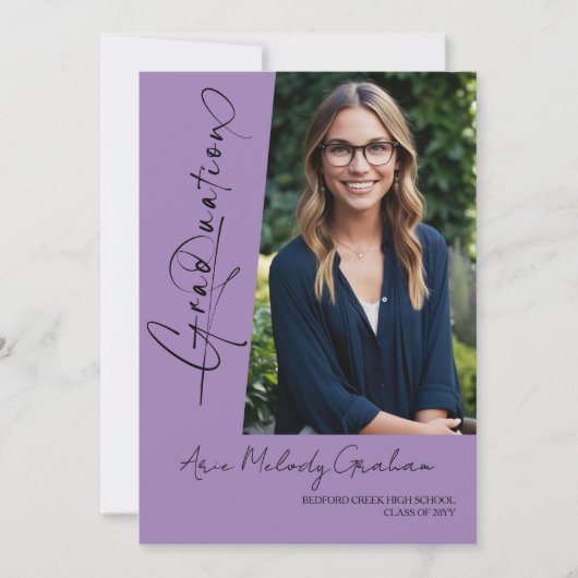 Moderne verticale script foto afstuderen kaart (Voorkant)