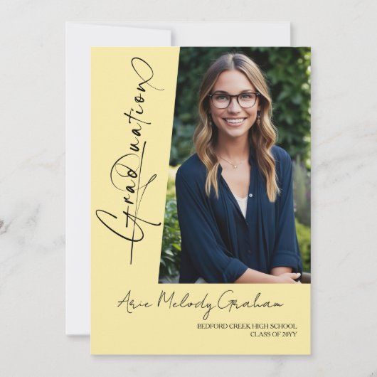 Moderne verticale script foto afstuderen kaart (Voorkant)