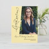 Moderne verticale script foto afstuderen kaart (Staand voorkant)