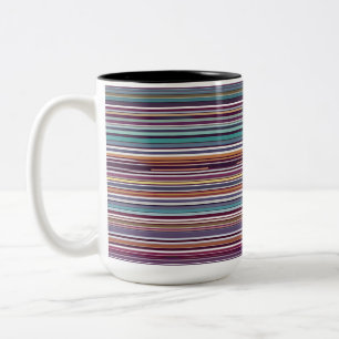 Moderne Verticale Streep Abstract in Plum & Teal Tweekleurige Koffiemok