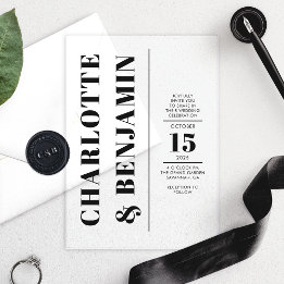 Moderne Verticale Trouwkaart Zwart Acryl Uitnodigingen