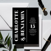 Moderne verticale vet wit en zwart bruiloft kaart