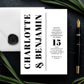 Moderne verticale vet zwart-wit bruiloft kaart