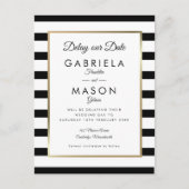 Moderne vertraging van onze datum uitgesteld zwart briefkaart (Voorkant)