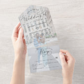 Moderne Vervaagde Foto & Script Fotobruiloft All In One Uitnodiging (Afscheurbaar)