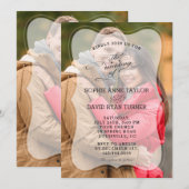 Moderne Vervaagde Fotokalligrafie Huwelijk Kaart (Voorkant / Achterkant)