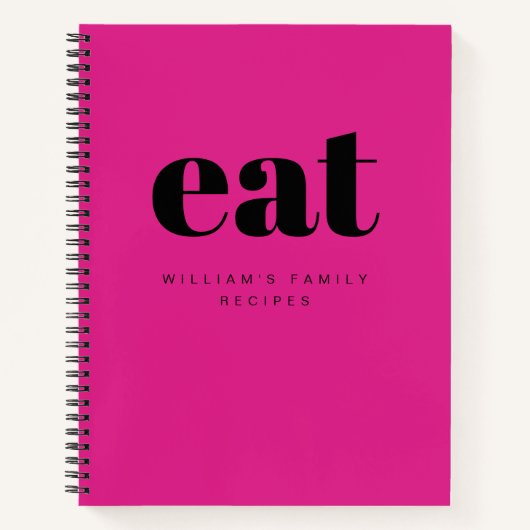 Moderne Vet Heet Roze Retro Blank Familie Recept Notitieboek (Voorkant)