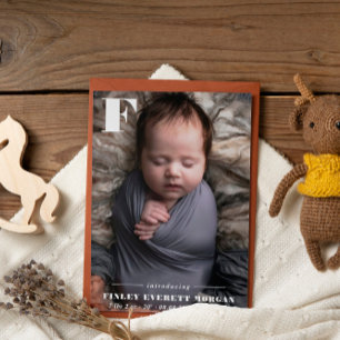 Moderne Vet Initiaal Introductie nieuwe babyfoto Aankondiging
