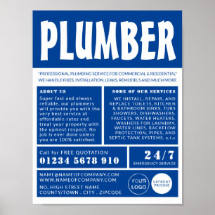 Moderne Vet, Plumber, Plumbing Adverteren Poster