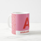 Moderne vetgedrukte, roze kleurblokroze naam voor  koffiemok (Voorkant links)