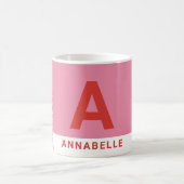 Moderne vetgedrukte, roze kleurblokroze naam voor  koffiemok (Center)