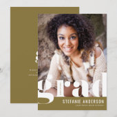 Moderne Vetgedrukte Typografie Gouden Foto Afstude Aankondiging (Voorkant / Achterkant)