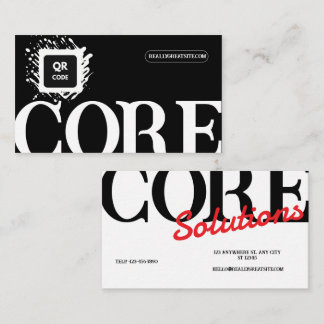 Moderne Vetgedrukte Typografie Zwart Wit en Rood Q Visitekaartje